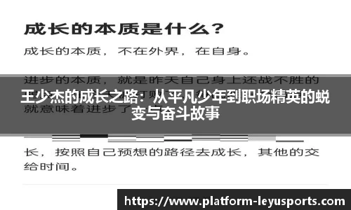 王少杰的成长之路：从平凡少年到职场精英的蜕变与奋斗故事